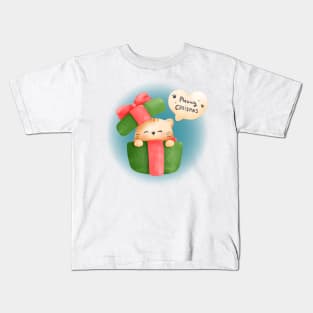 Cute Cat in a Gift Box Kids T-Shirt